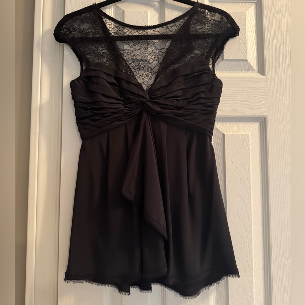 BCBG black silk lace top size 0